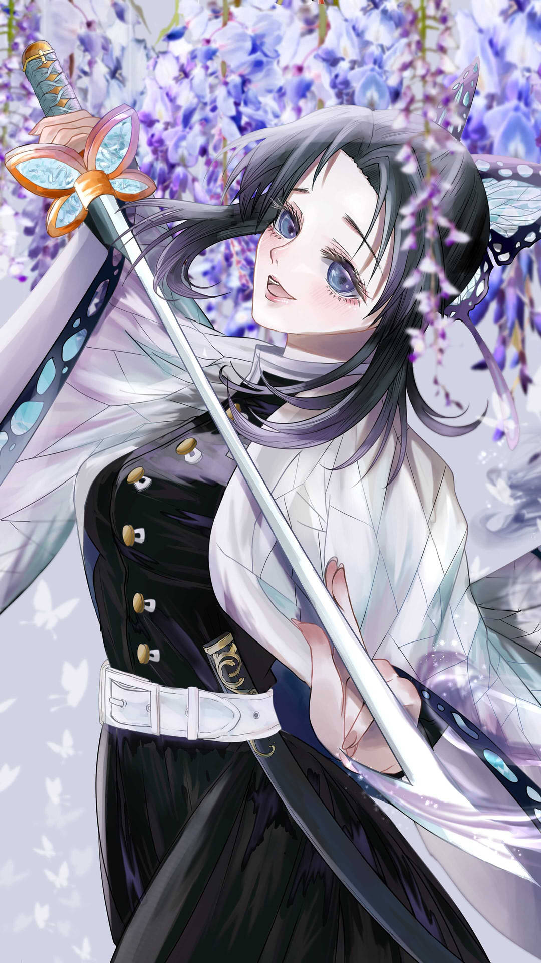 Kanae Kocho With Flower Katana Background