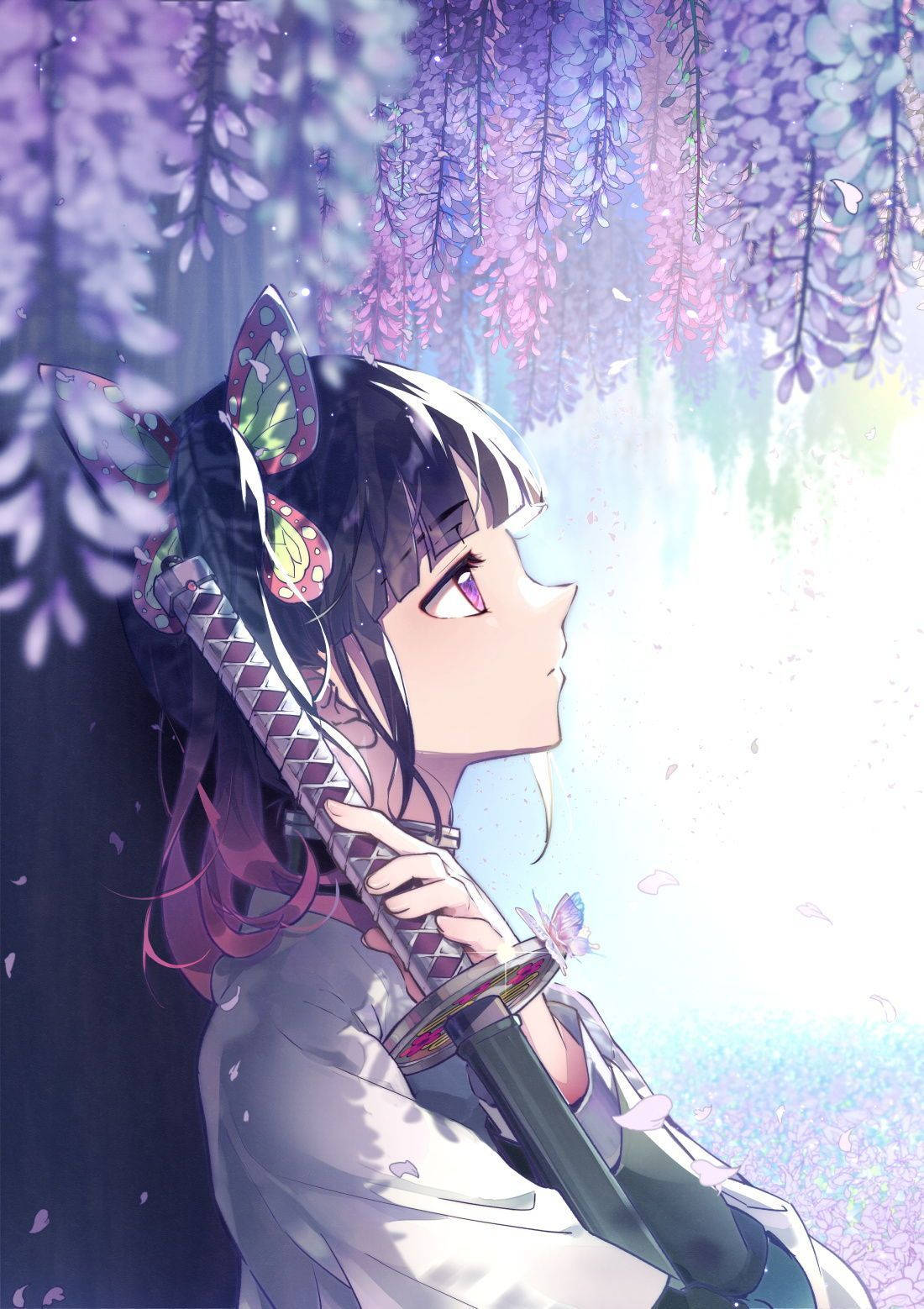 Kanae Kocho With Purple Flowers Background