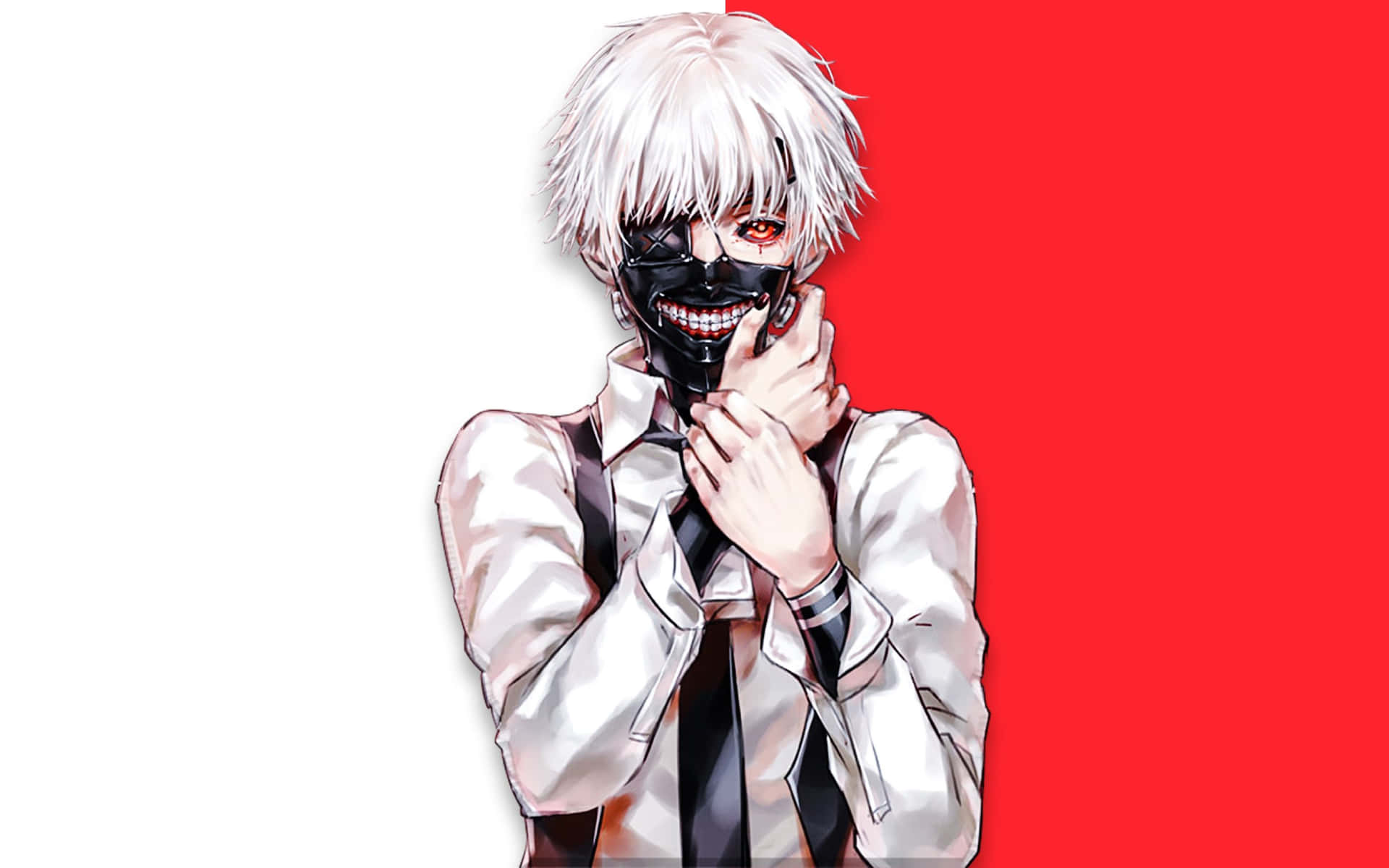 Kaneki Sad With White Hair Anime Background