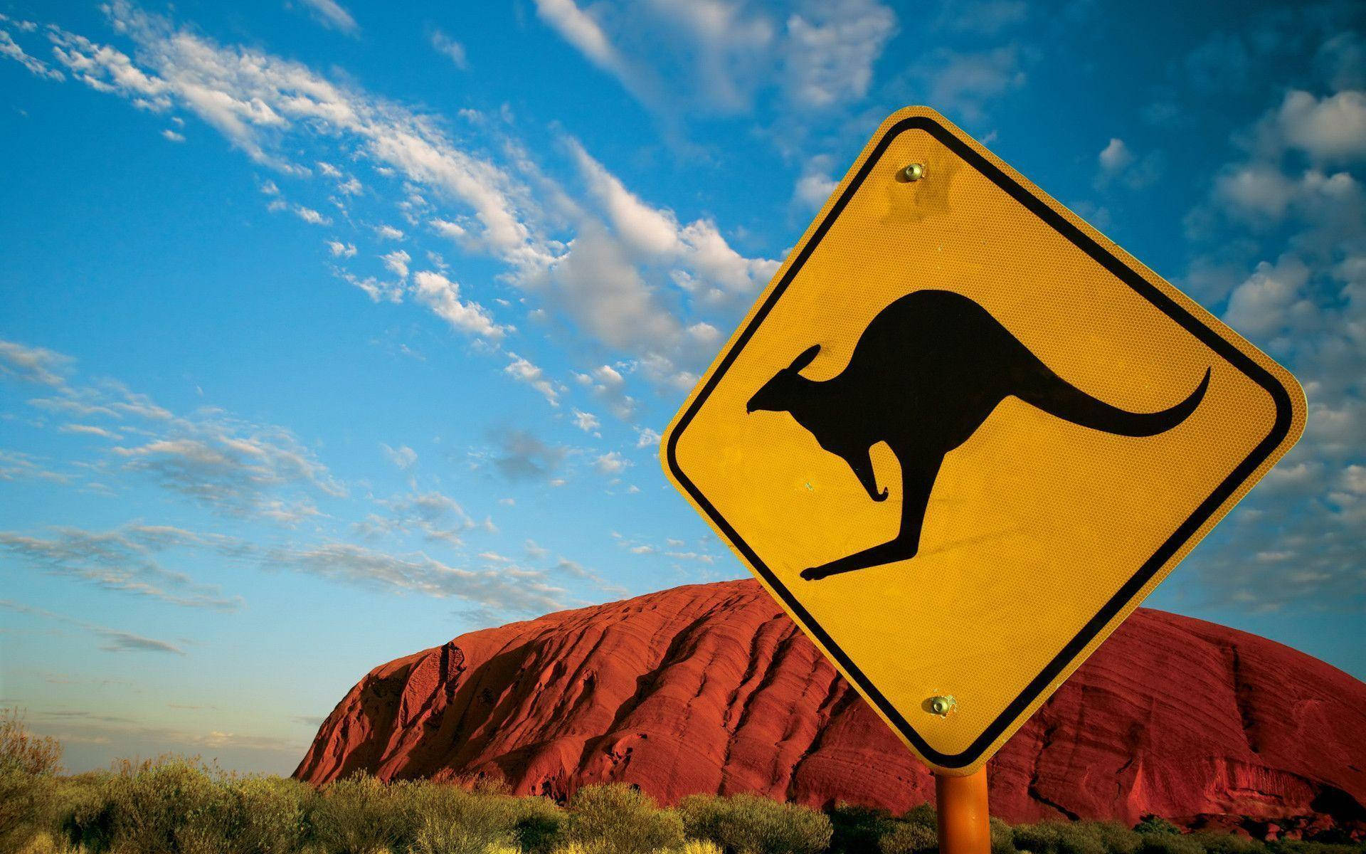 Kangaroo Road Sign Background