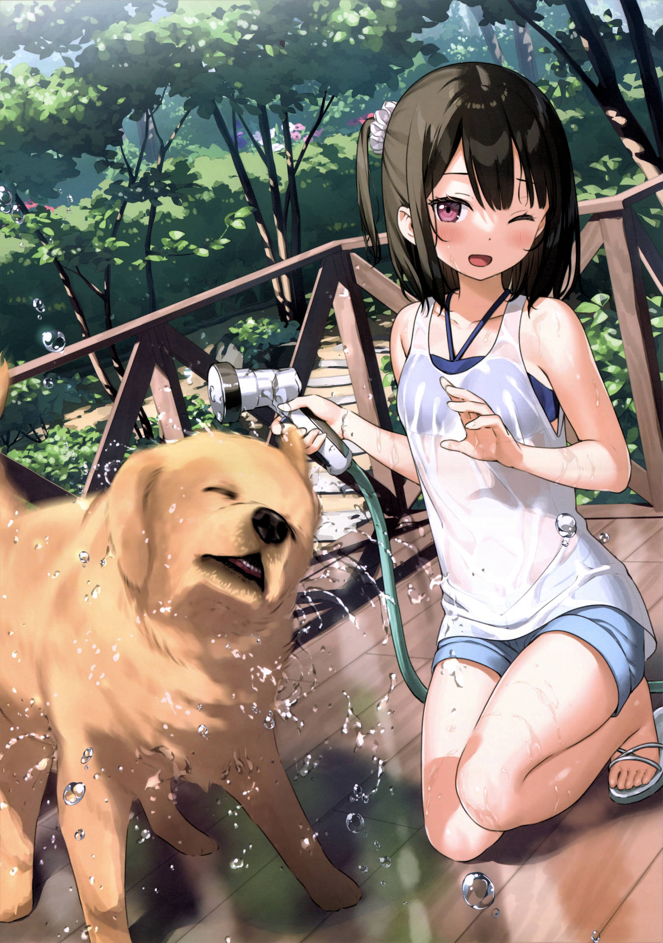 Kantoku Shizuku Bathing An Anime Dog