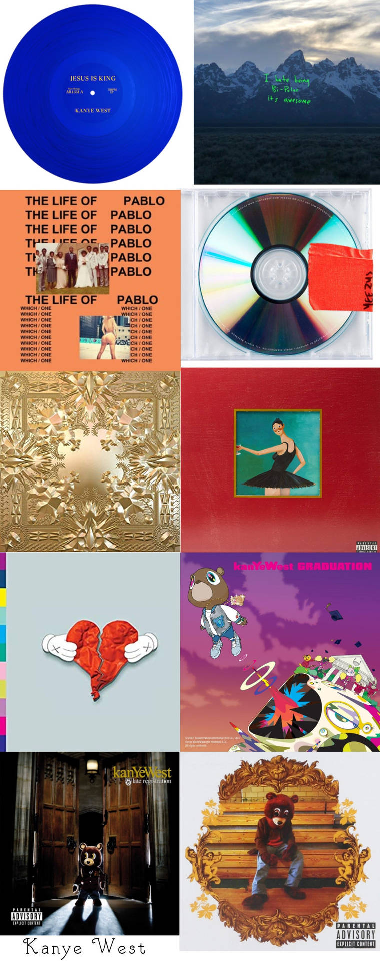 Kanye West Album Cover Compilation Background