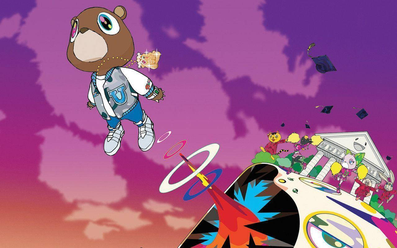 Kanye West In A Beautiful Graduation Album Cover Background