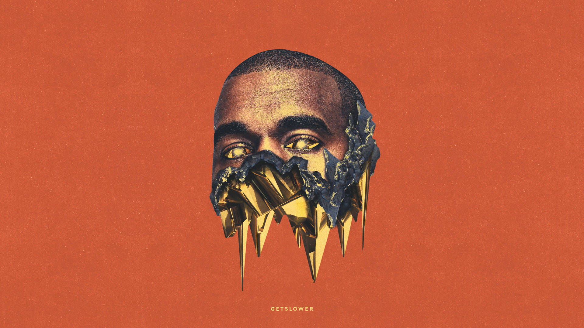 Kanye West In Artistic Orange Background