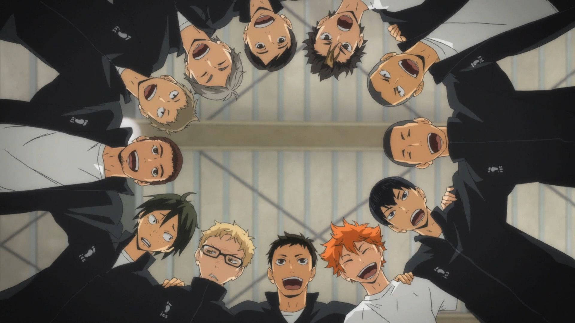 Karasuno Forming A Circle Haikyuu Desktop Background