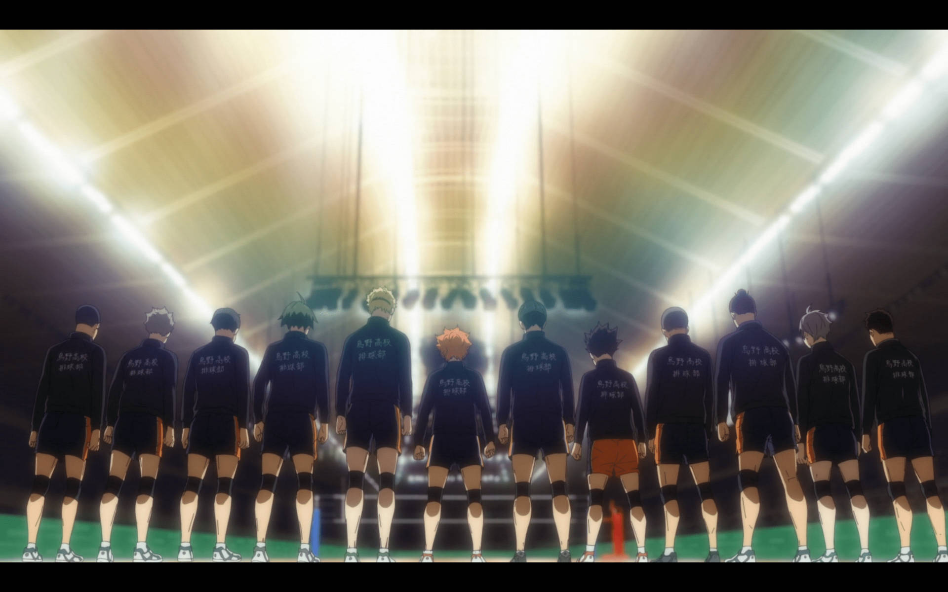 Karasuno Haikyuu Teams On Court Background
