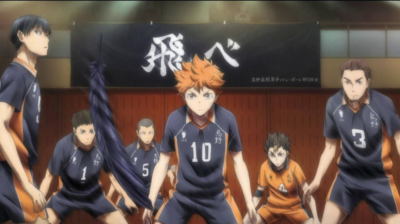 Karasuno Members Ready To Play Haikyuu Aesthetic Background