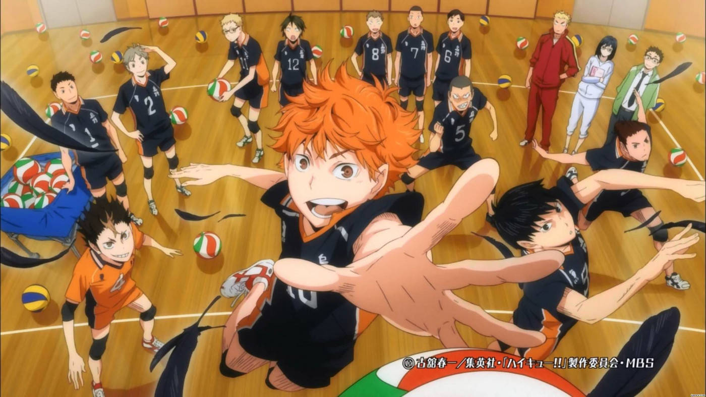 Karasuno Playing In The Court Haikyuu Aesthetic Background