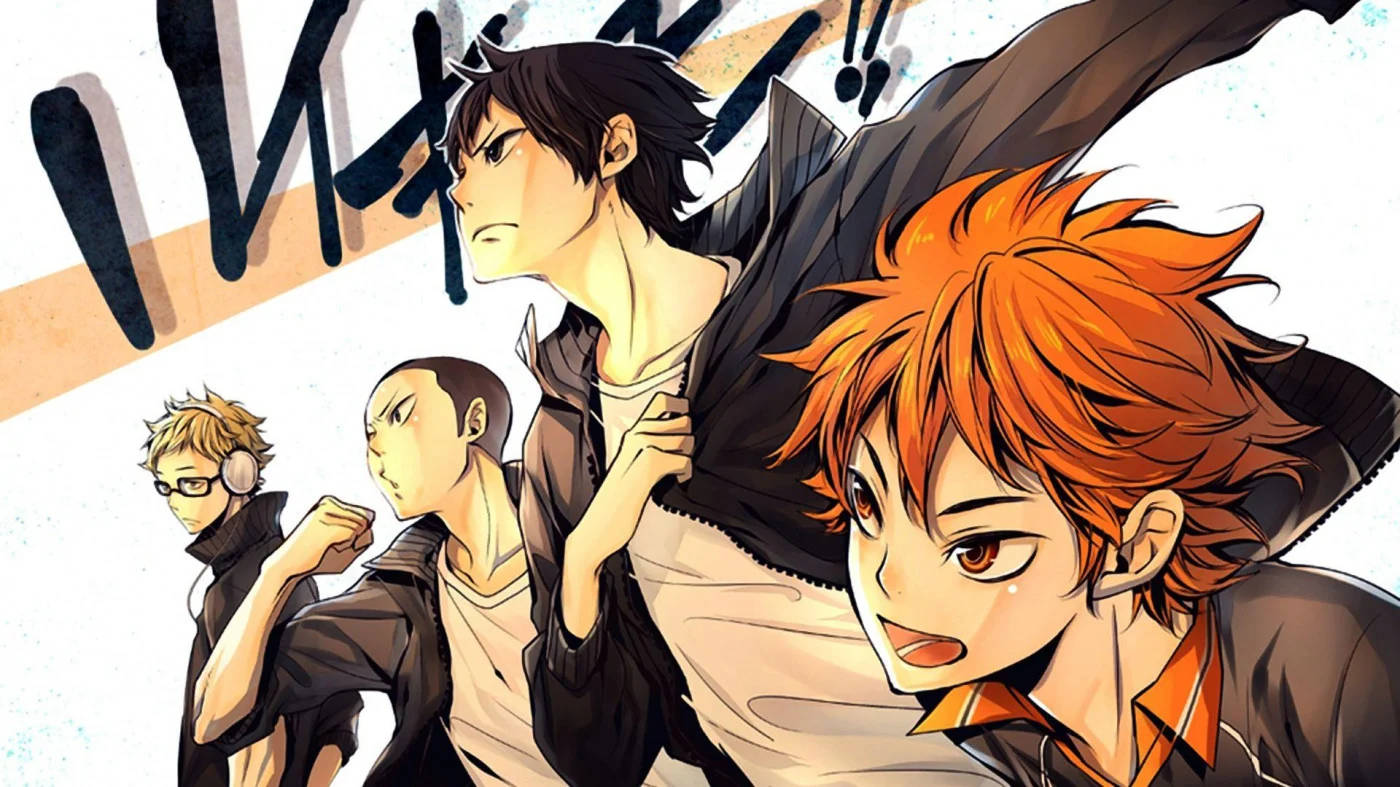 Karasuno Team Members Facing The Left Haikyuu Aesthetic Background