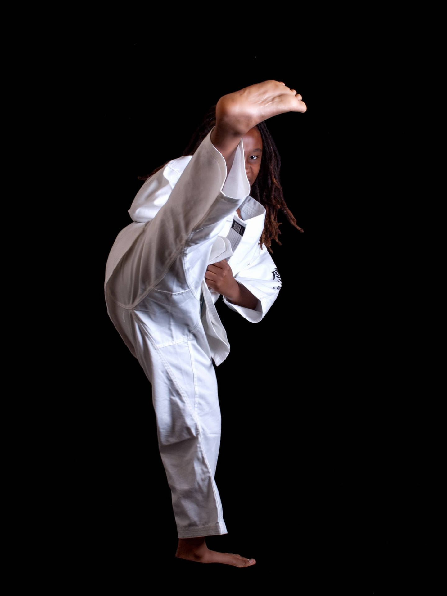 Karate Kick Black Background