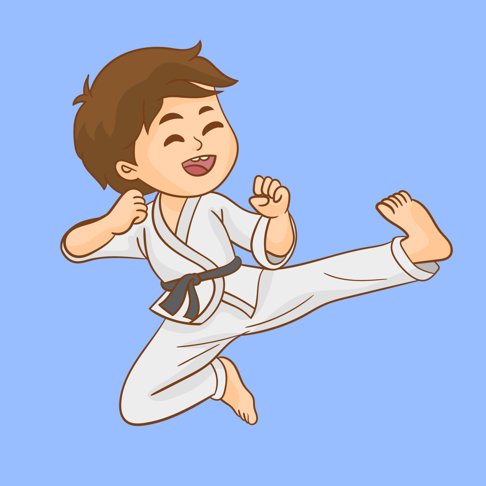 Karate Kick Cute Cartoon