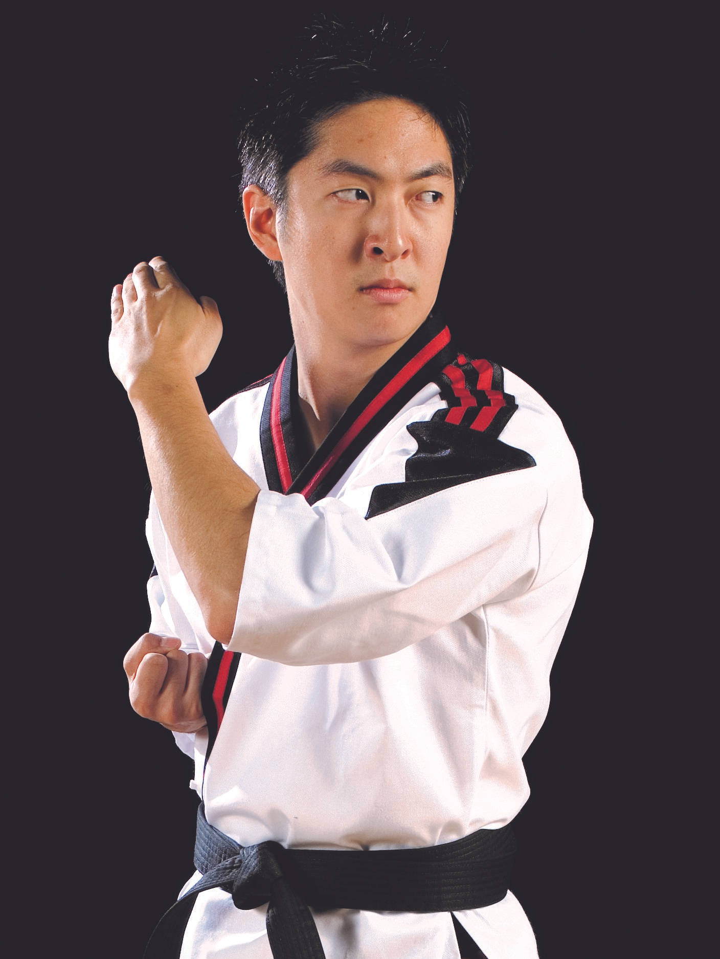 Karate Man Black And Red Uniform