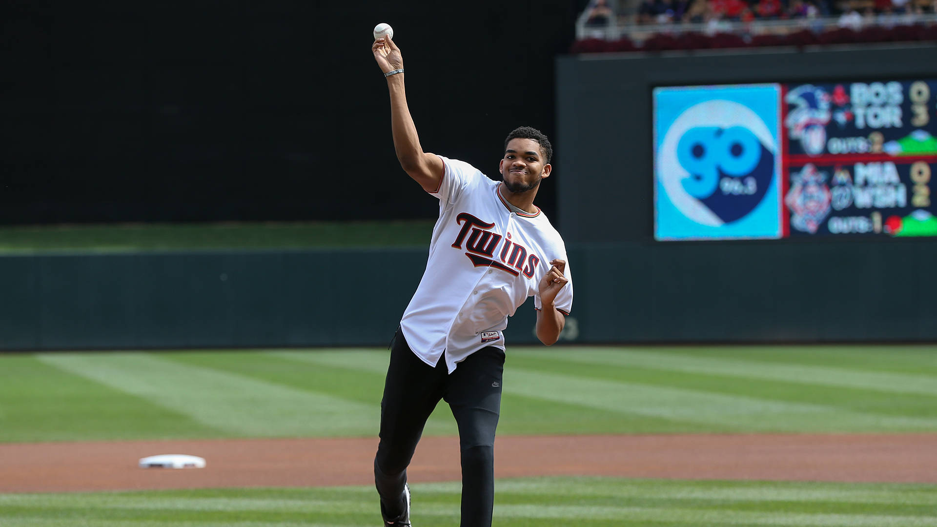 Karl-anthony Towns In Baseball Field