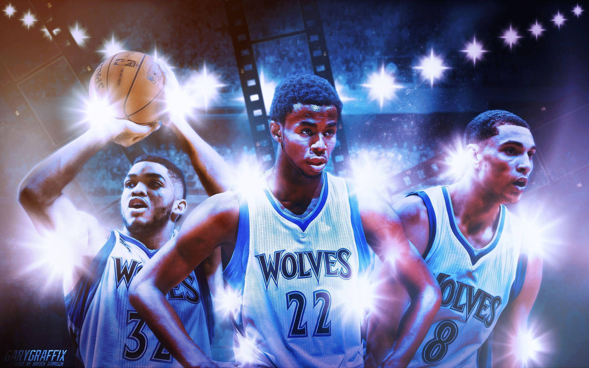 Karl-anthony Towns With Wiggins & Lavine Background