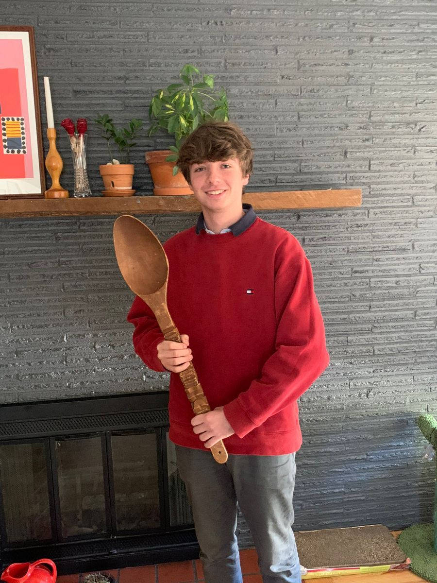 Karl Jacobs Holding Giant Spoon
