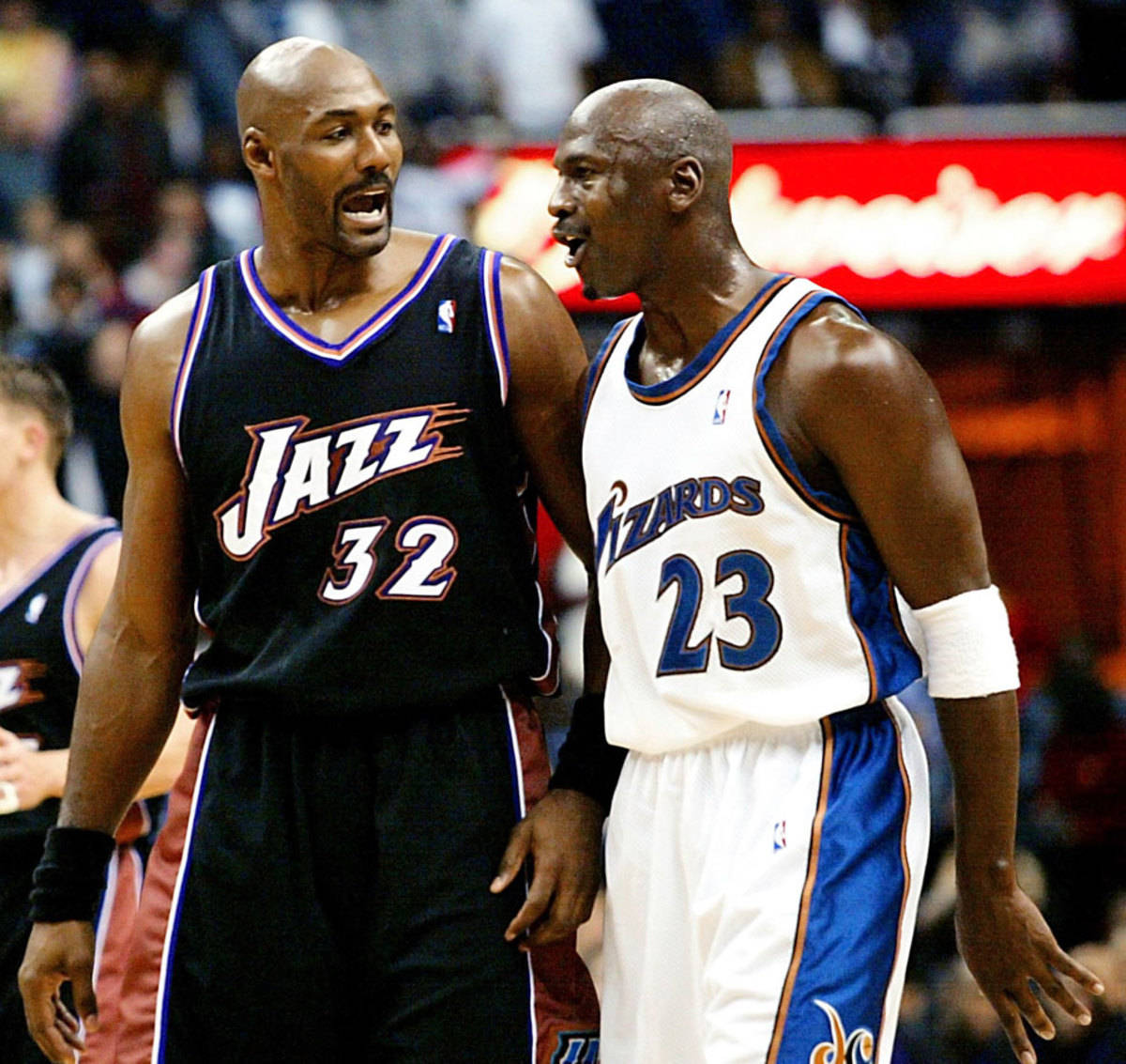 Karl Malone Talking To Michael Jordan