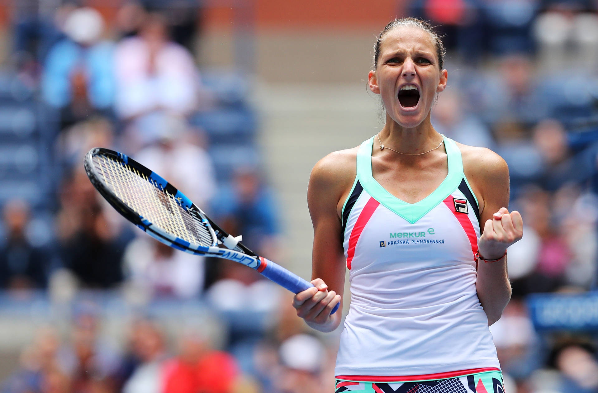 Karolina Pliskova Scoring A Point Background