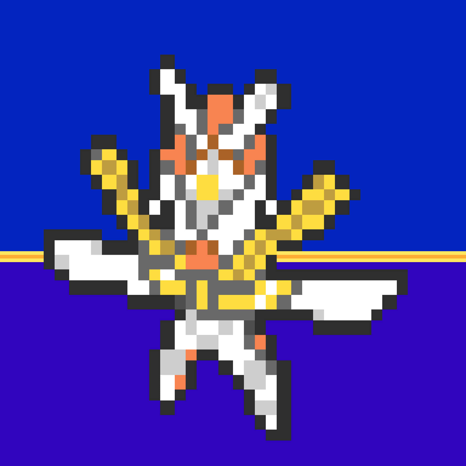 Kartana Pokemon Pixel Art Blue Background