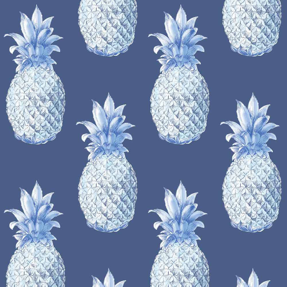 Kashmir Blue Pineapple Prints Background