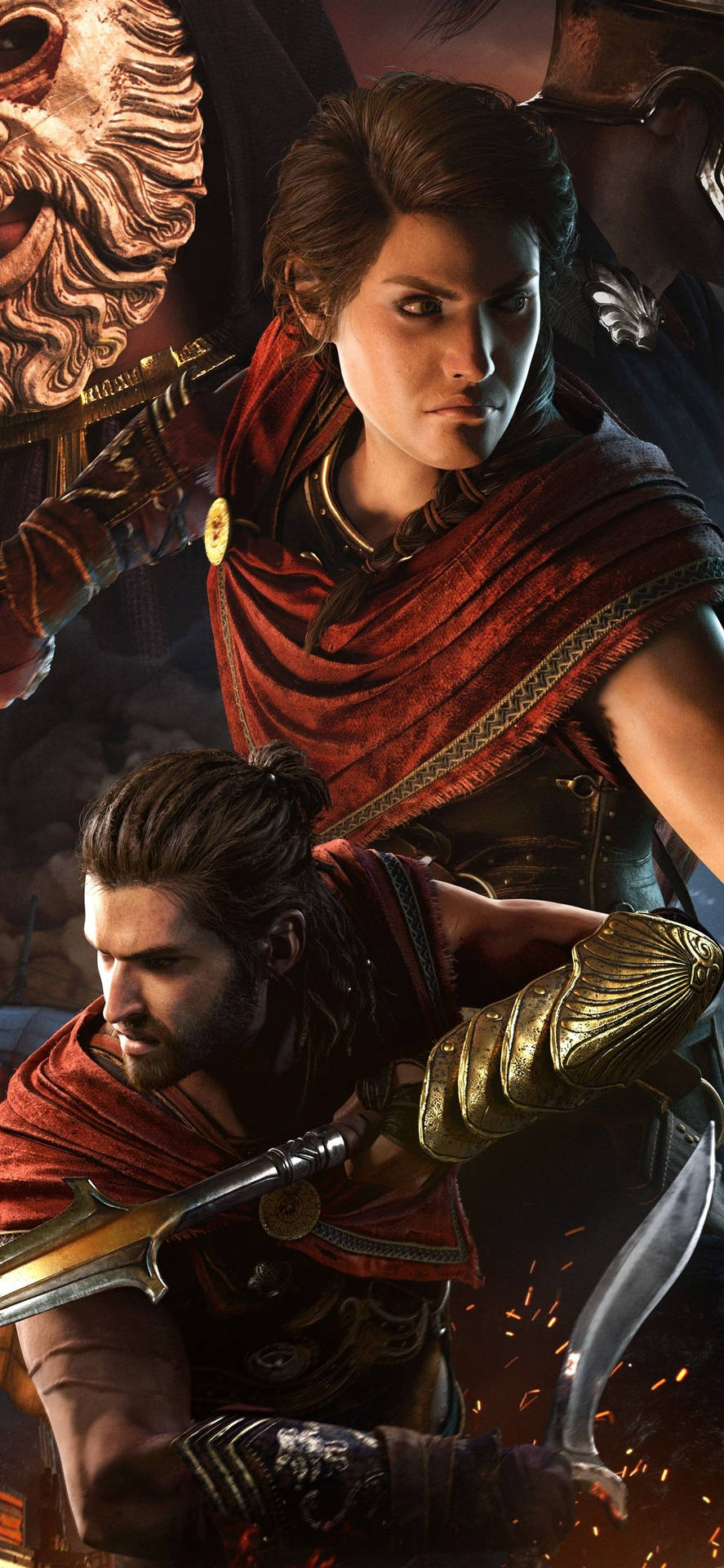 Kassandra And Alexios Of Assassin's Creed Odyssey Iphone Background