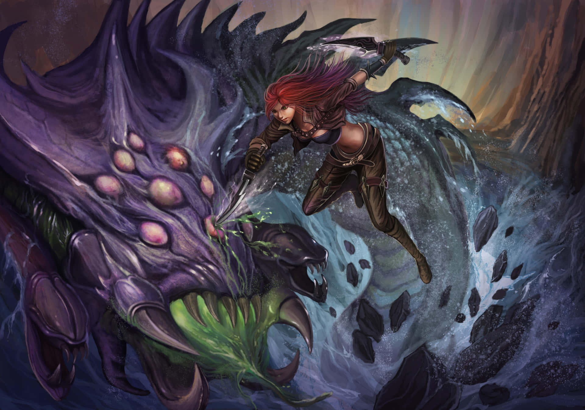 Katarina Battle Against Sea Monster Background