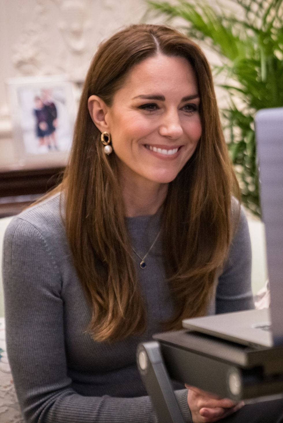 Kate Middleton In Gray Sweater Background