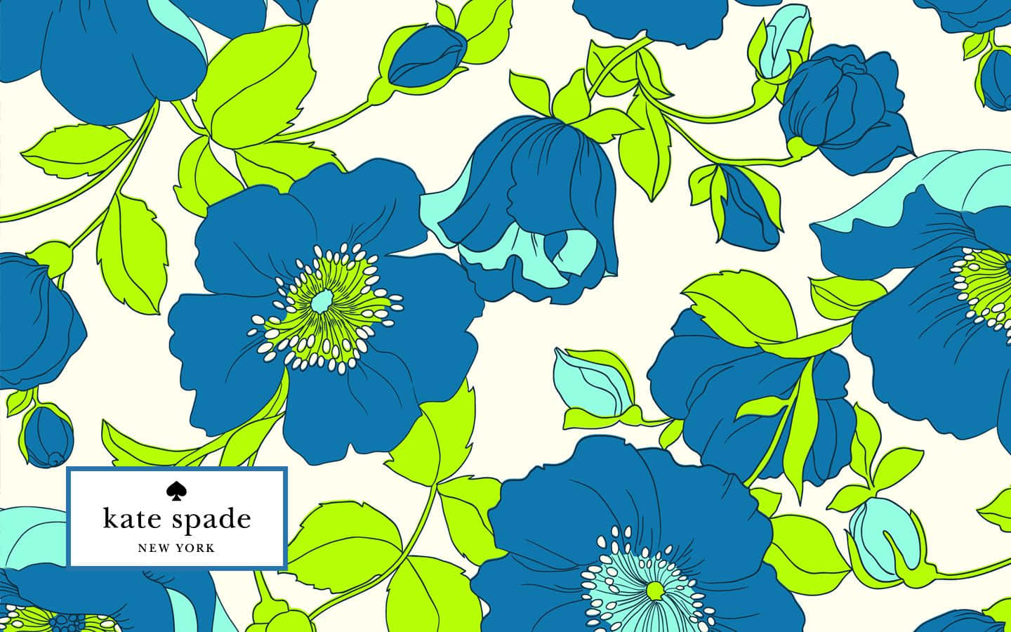 Kate Spade Desktop Blue Flowers Background