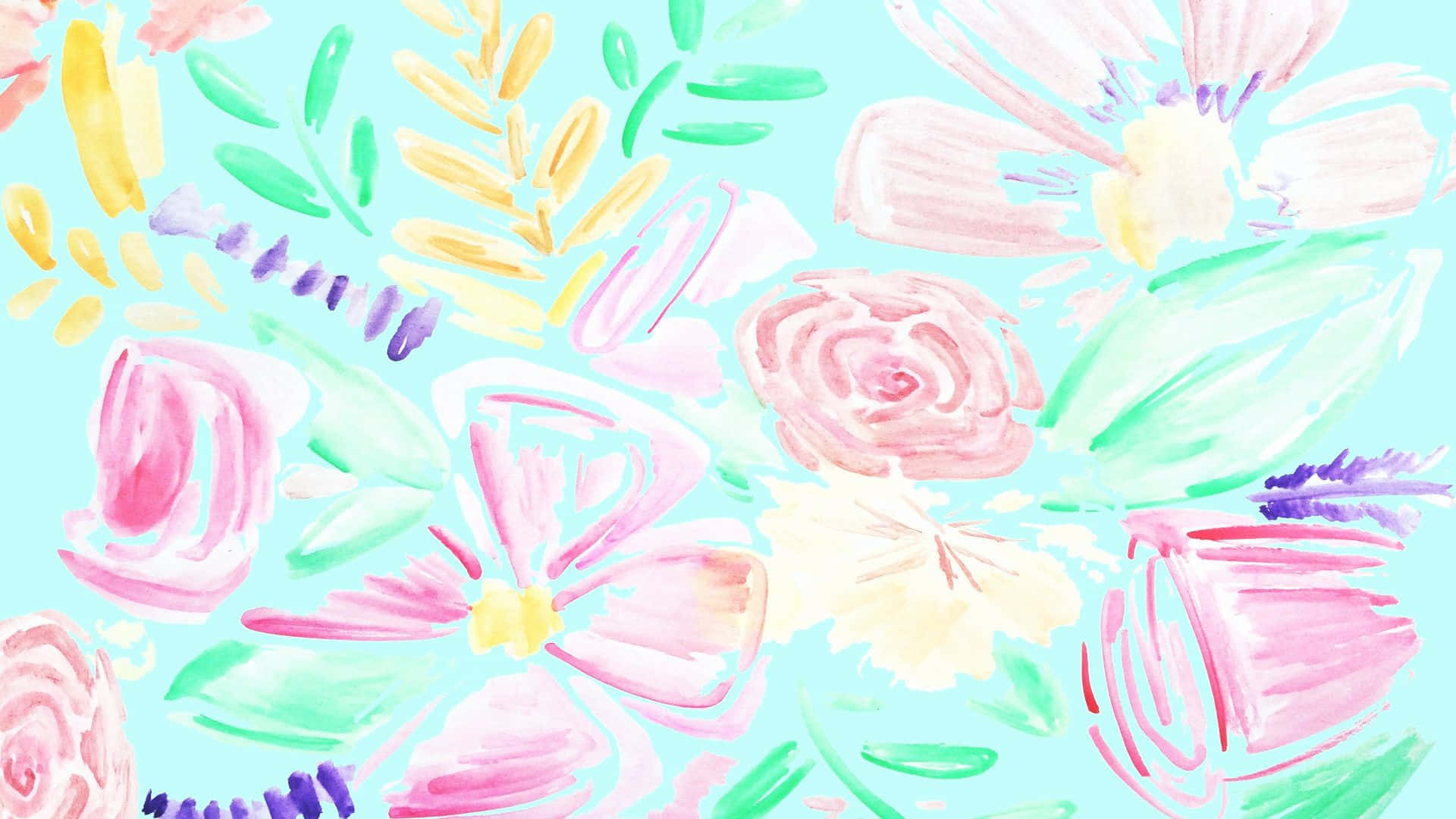 Kate Spade Desktop Watercolor Flowers Leaves Background