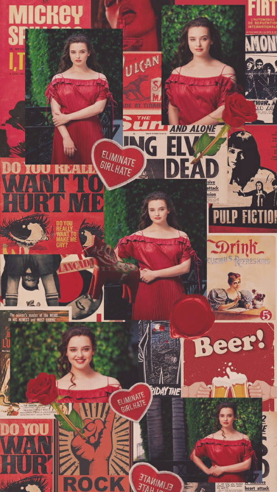 Katherine Langford Red Aesthetic Background