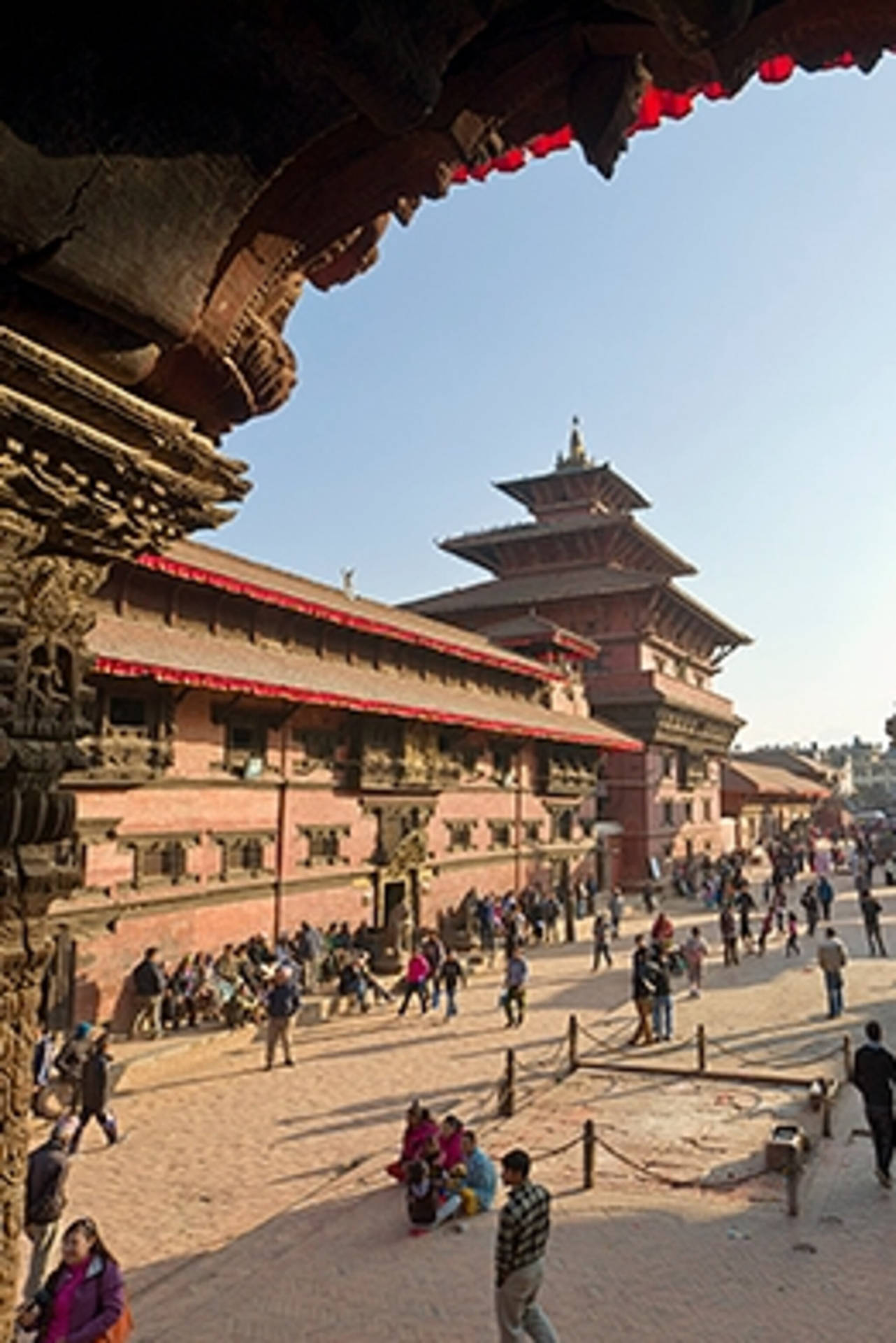 Kathmandu Buildings People Background