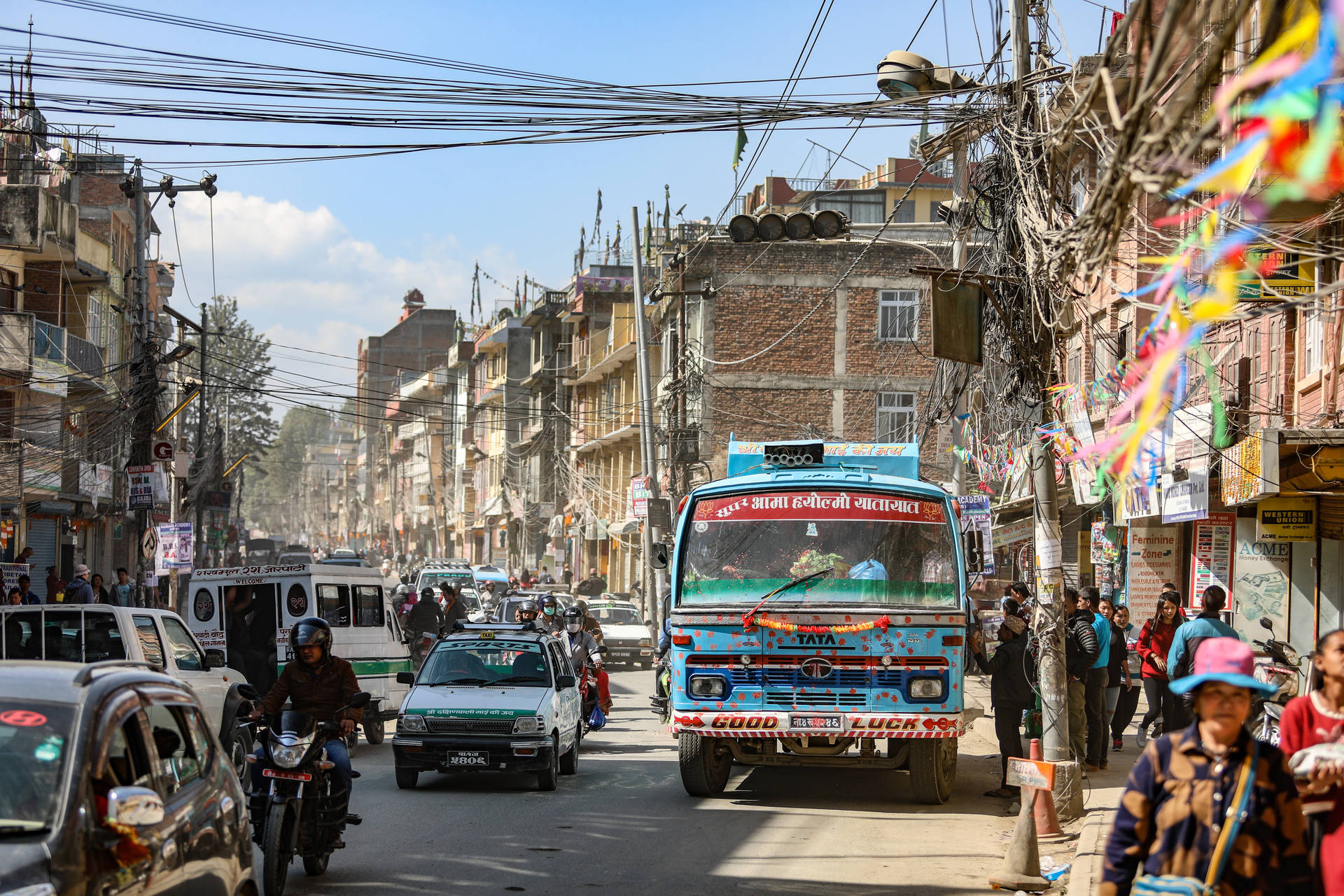 Kathmandu Busy City Road Background