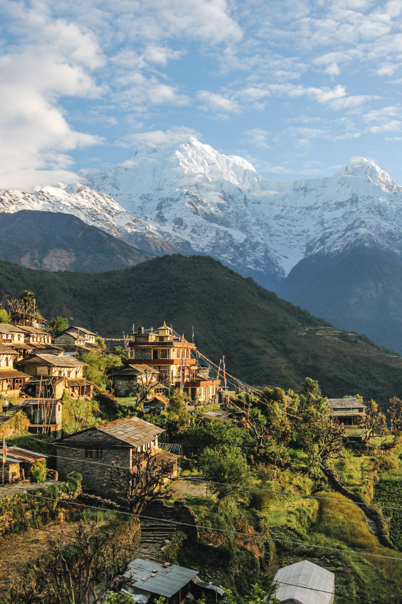 Kathmandu Houses Slopes Background