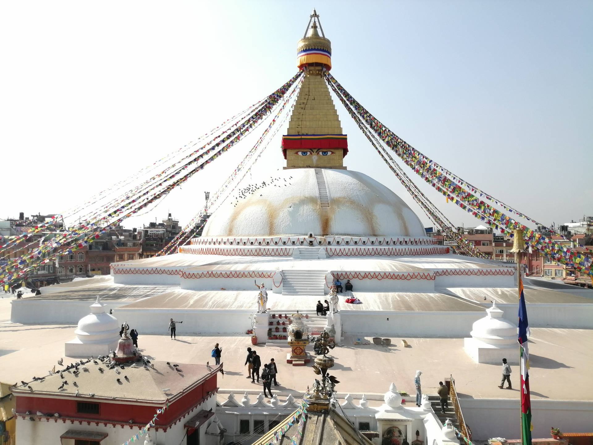 Kathmandu Pagoda White Dome Background