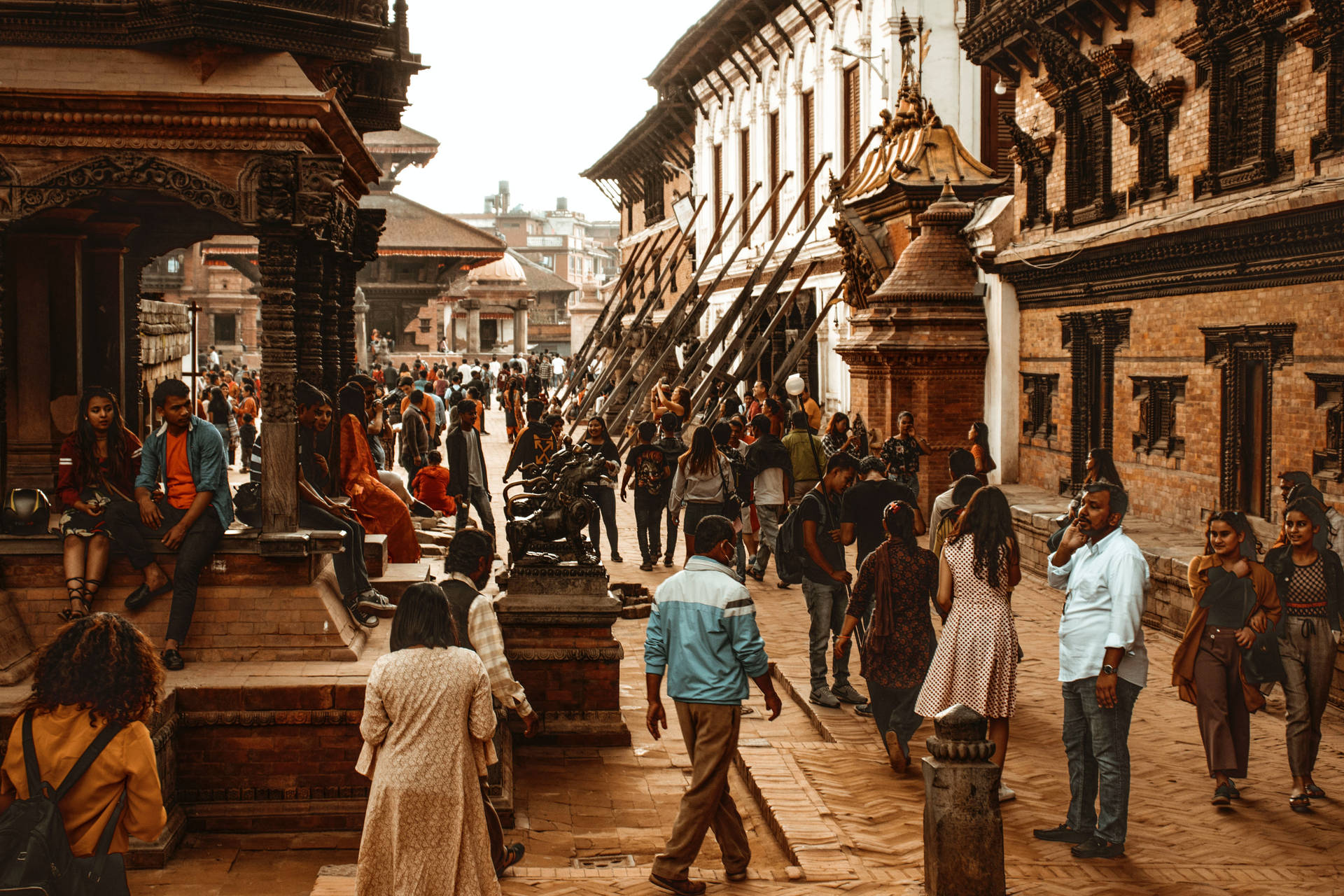 Kathmandu People Durbar Square Background