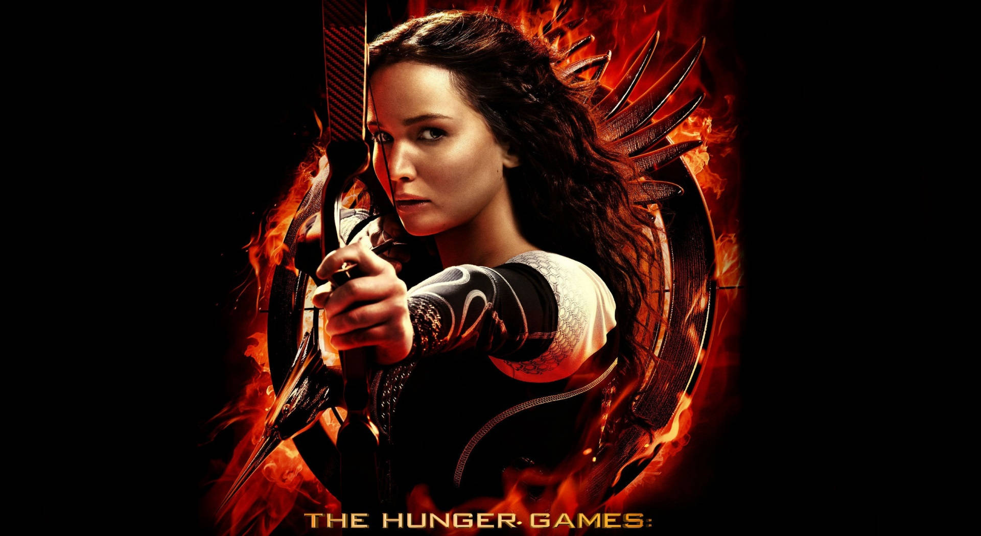 Katniss Everdeen Aiming Her Arrow - The Hunger Games Wallpaper Background