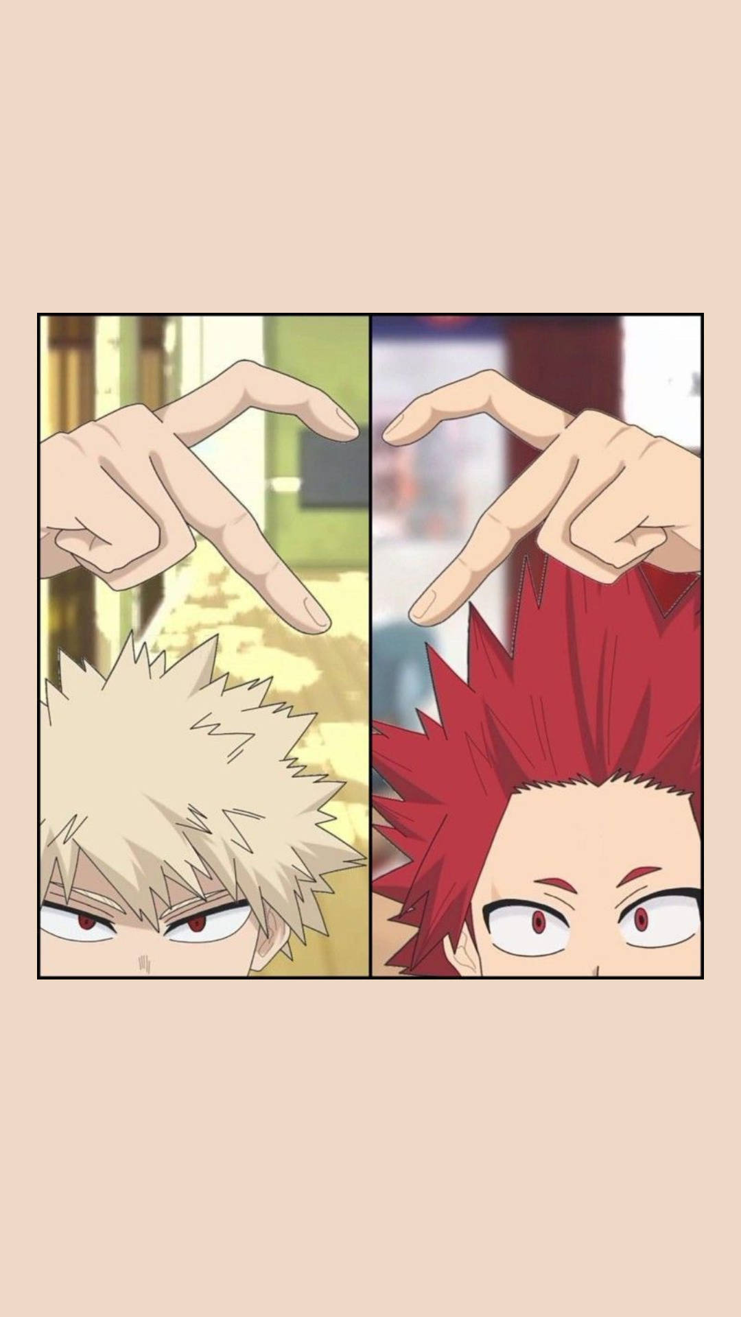 Katsuki And Eijiro Finger Heart Background