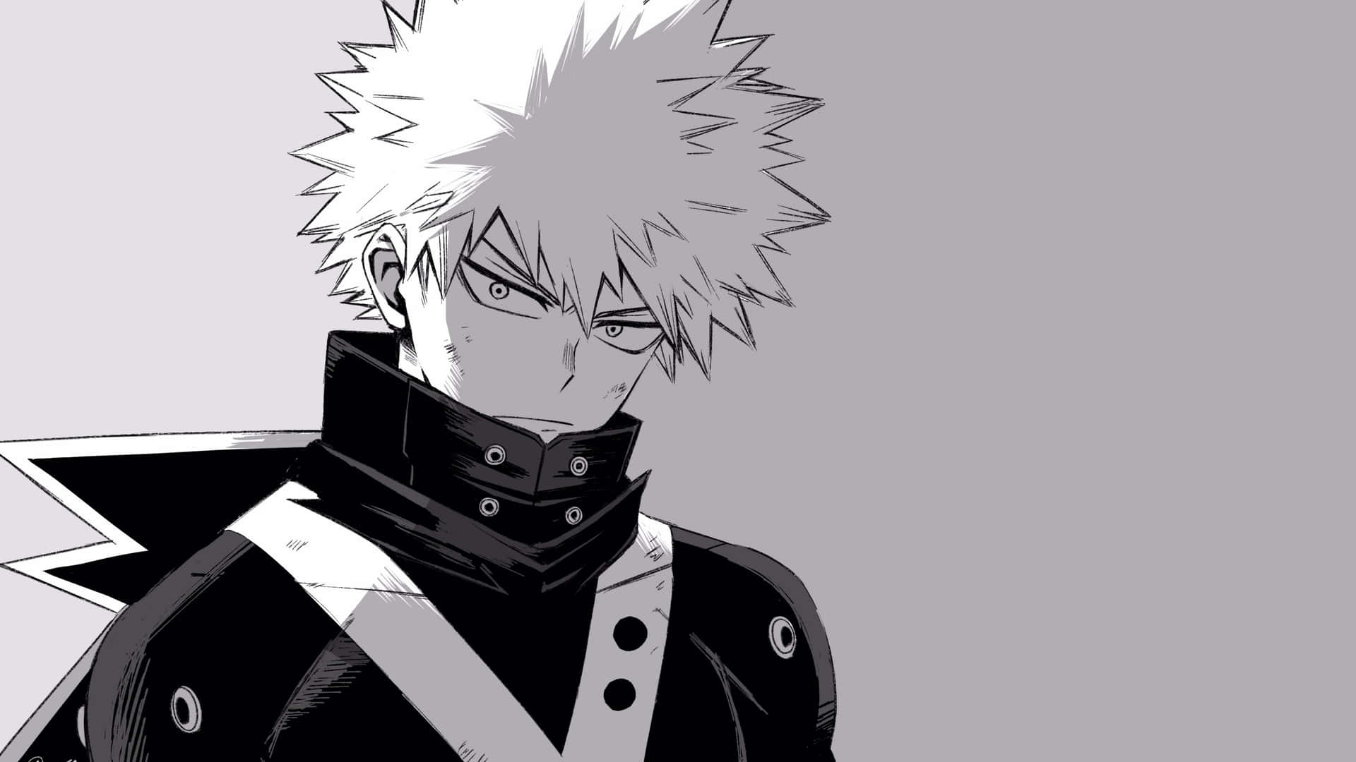 Katsuki Bakugo Monochrome Portrait Background