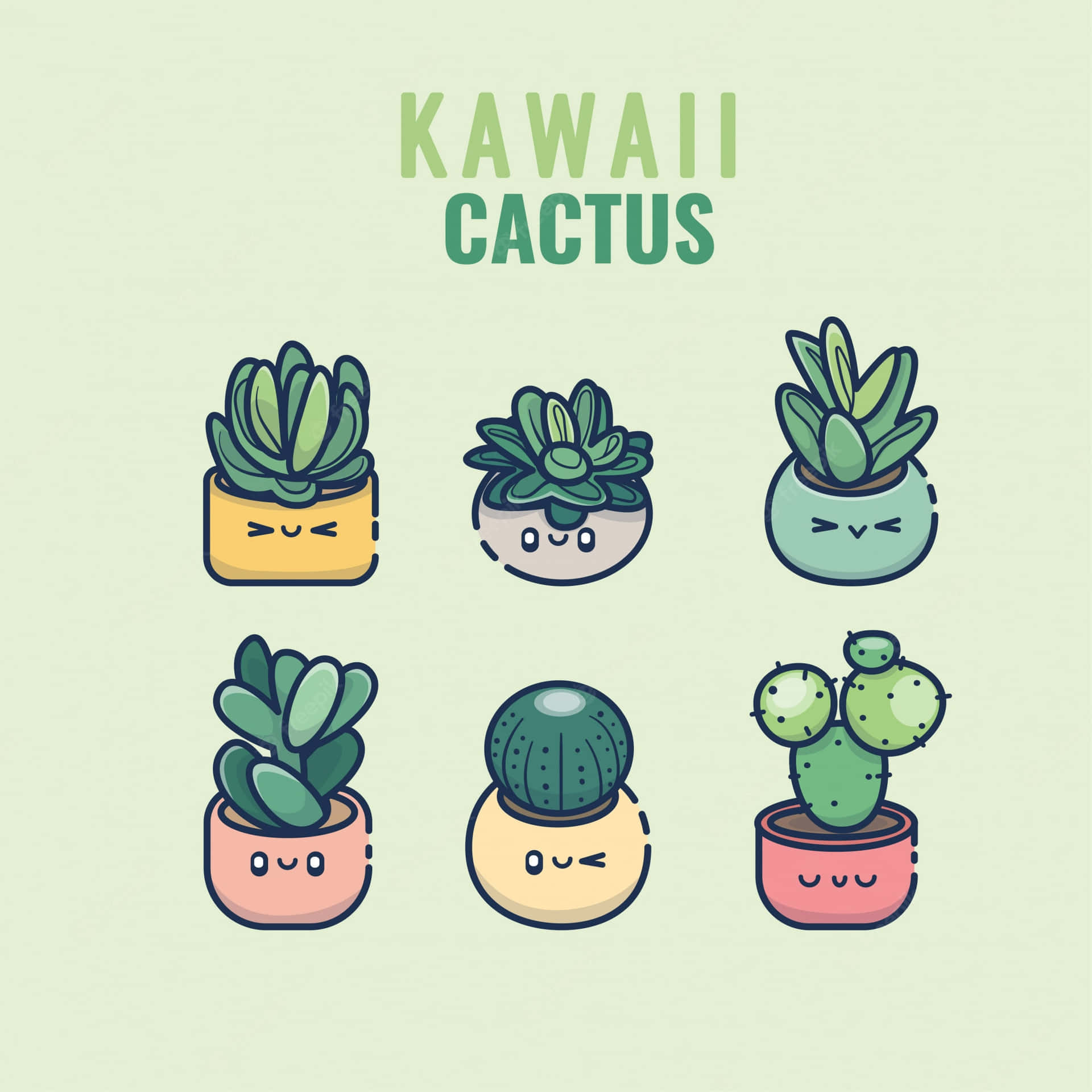 Kawaii Aesthetic Cactus In Vases