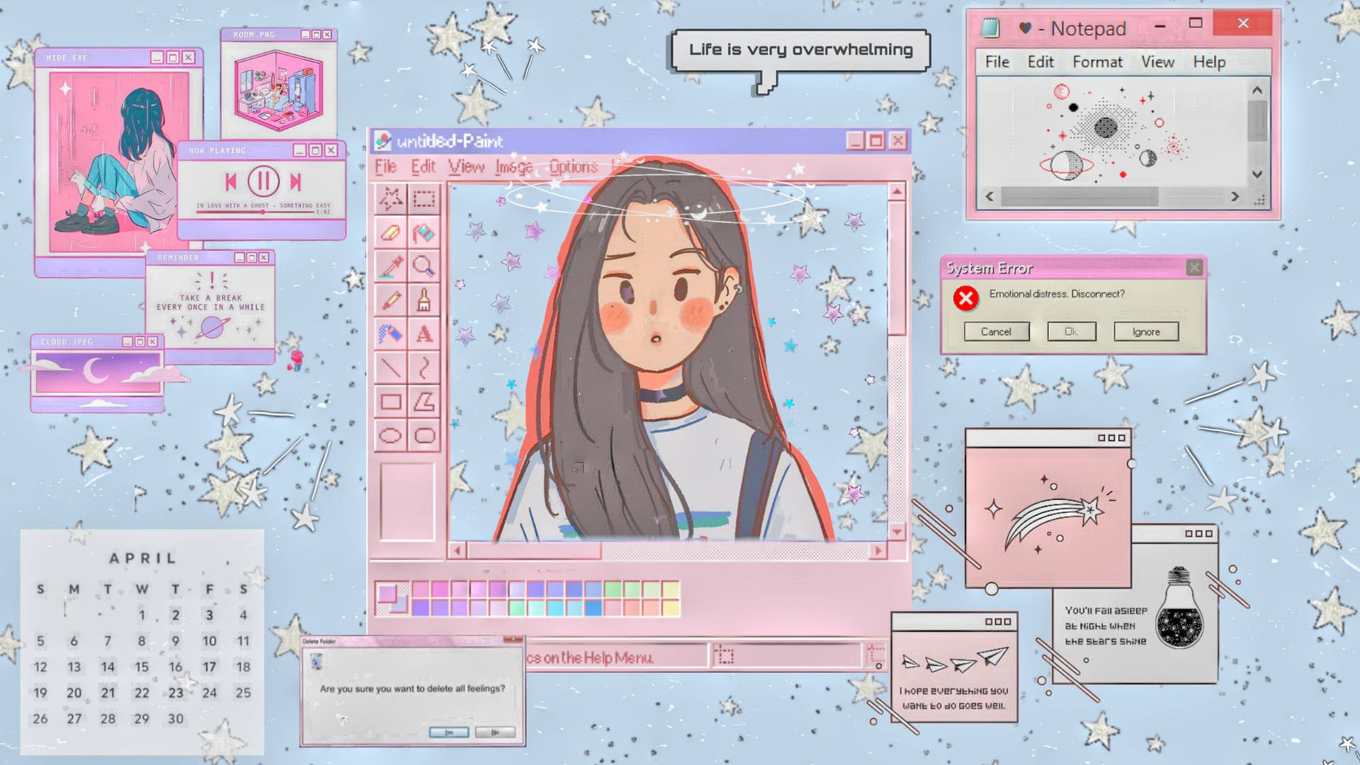 Kawaii Aesthetic Computer Screen Background