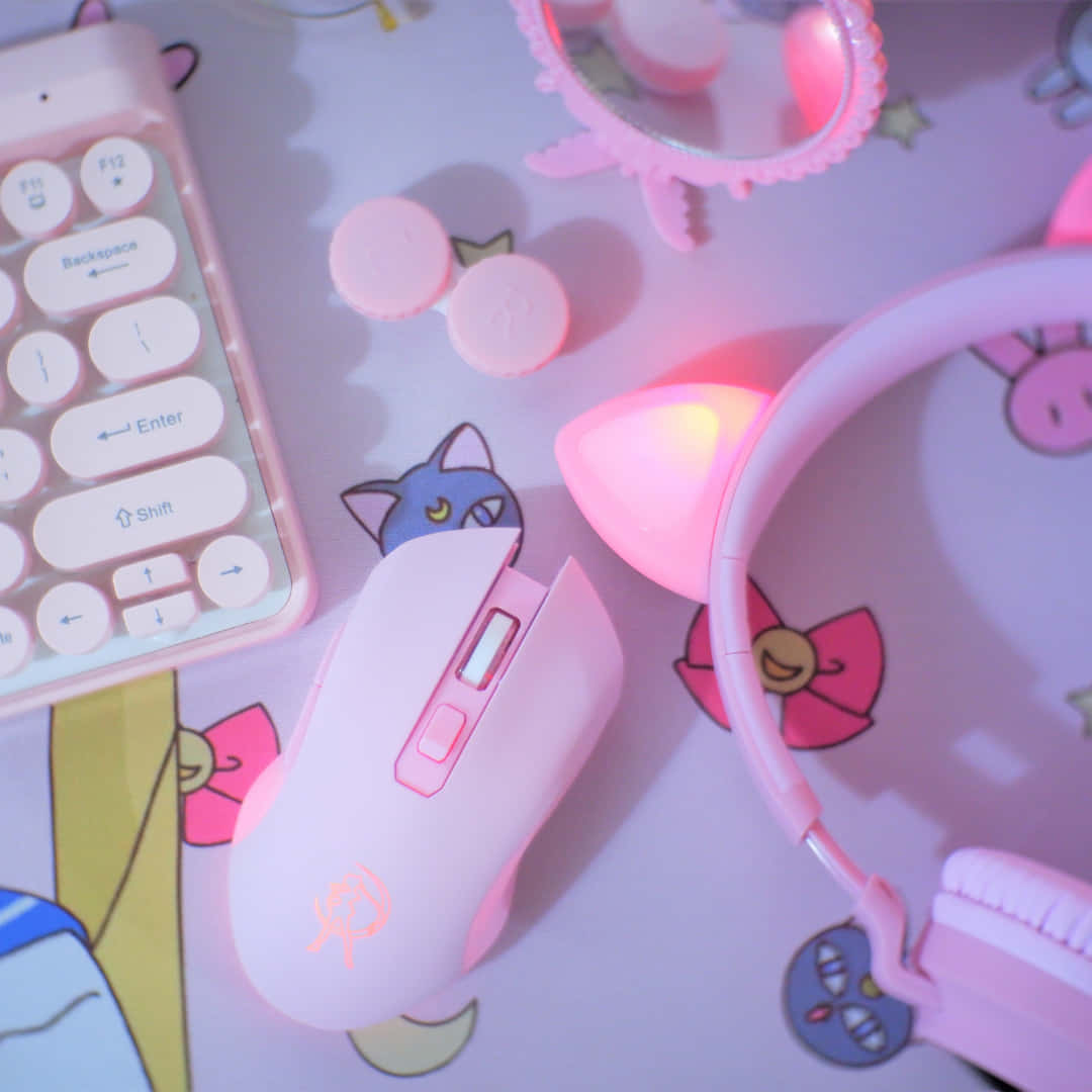 Kawaii Aesthetic Gaming Setup In A Cozy Room