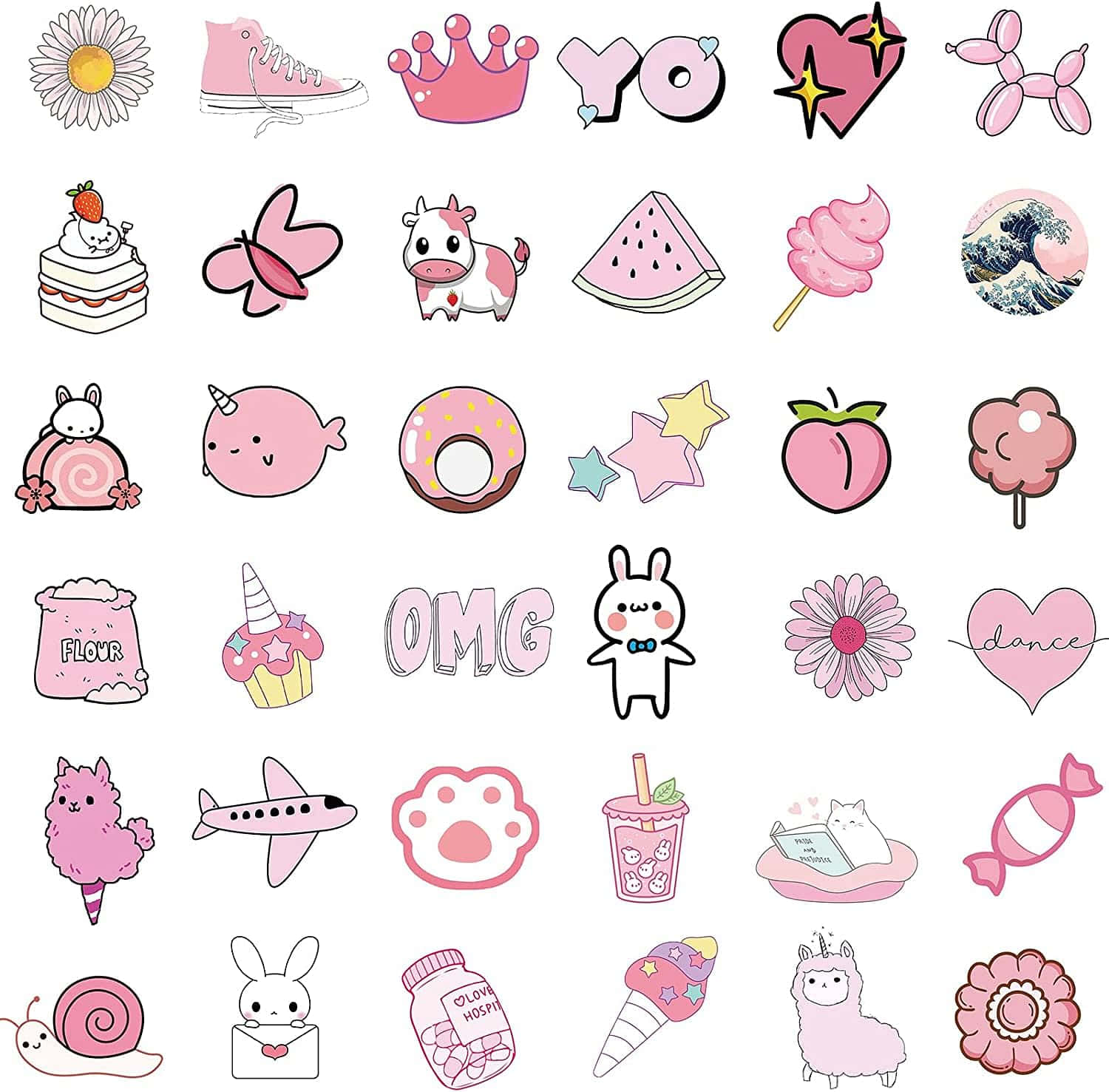 Kawaii Aesthetic Pink Stickers