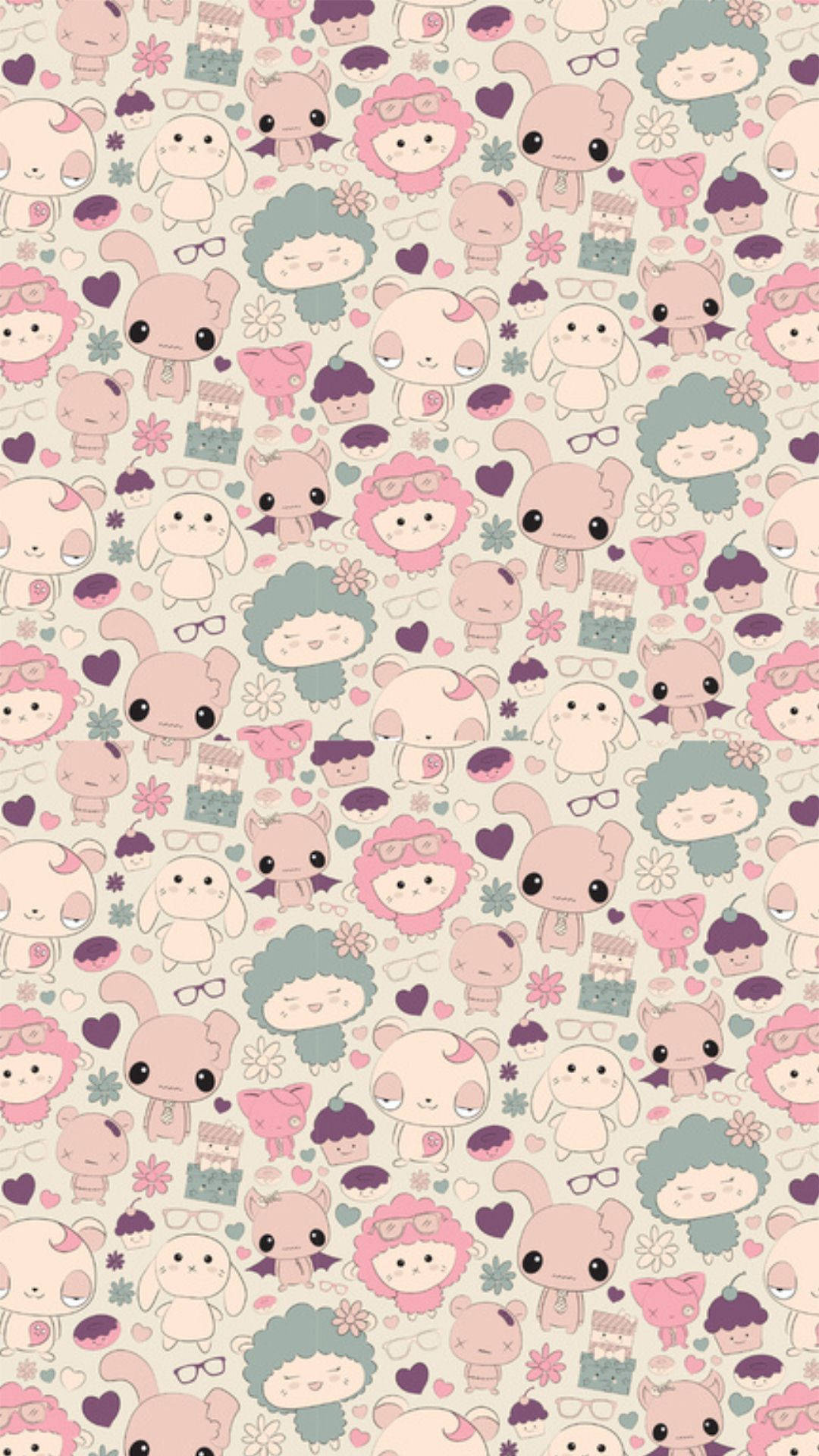 Kawaii Animals Pattern Background