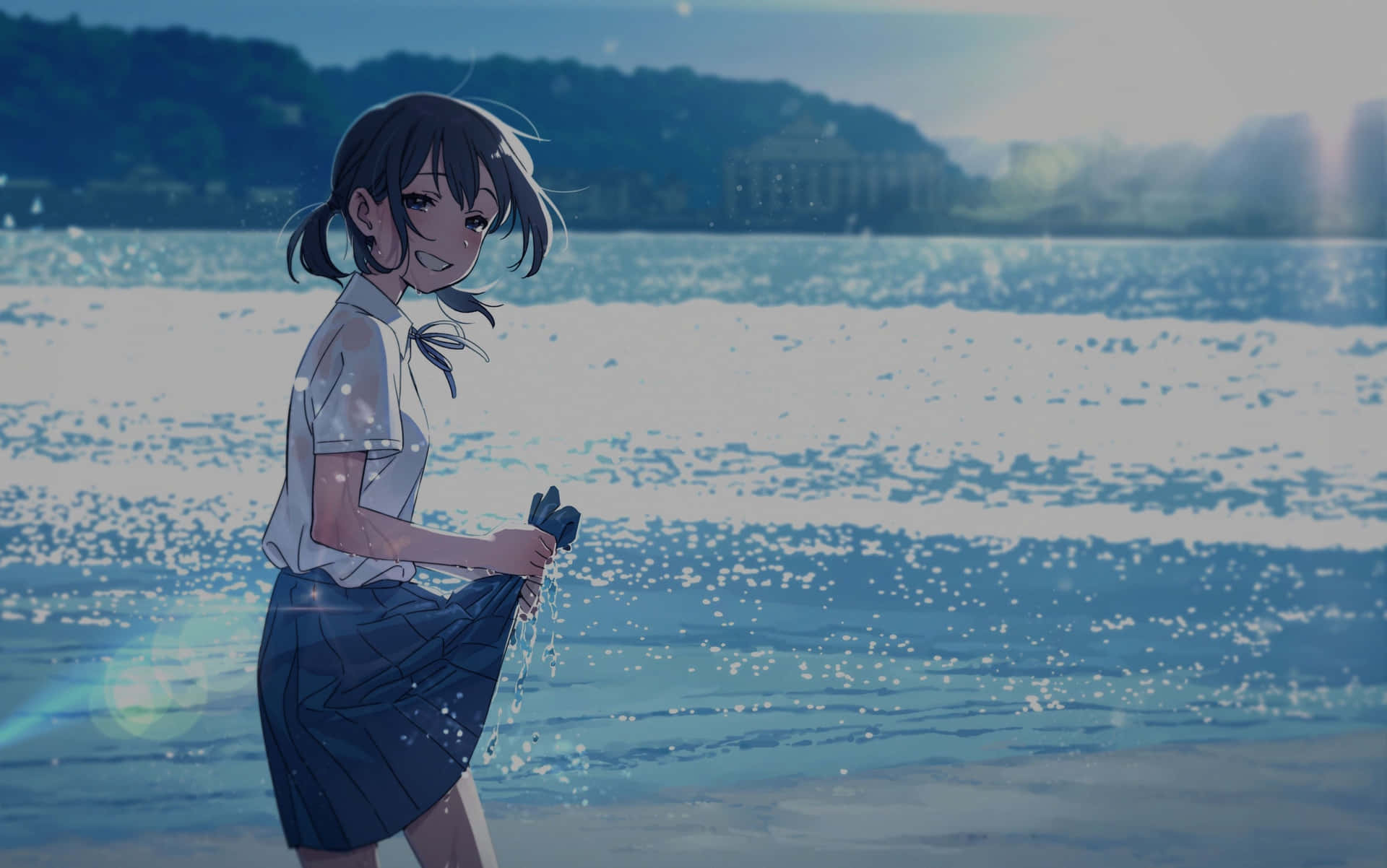 Kawaii Anime Girl On Beach