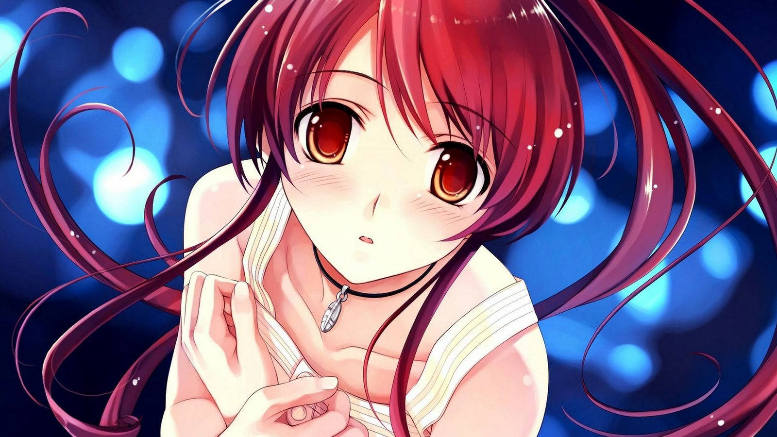 Kawaii Anime Girl With Red Hair Background