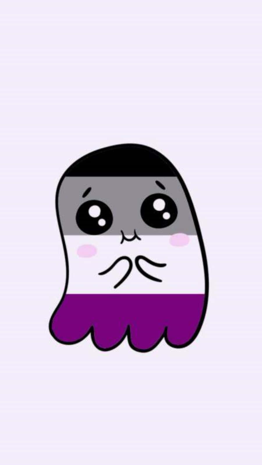 Kawaii Asexual Ghost Pastel Purple Background