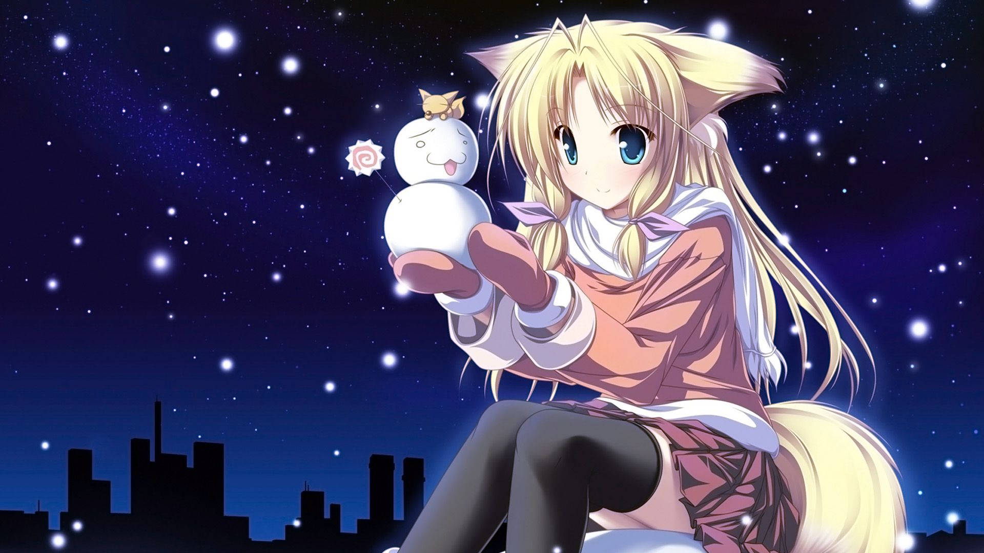Kawaii Christmas Anime Girl