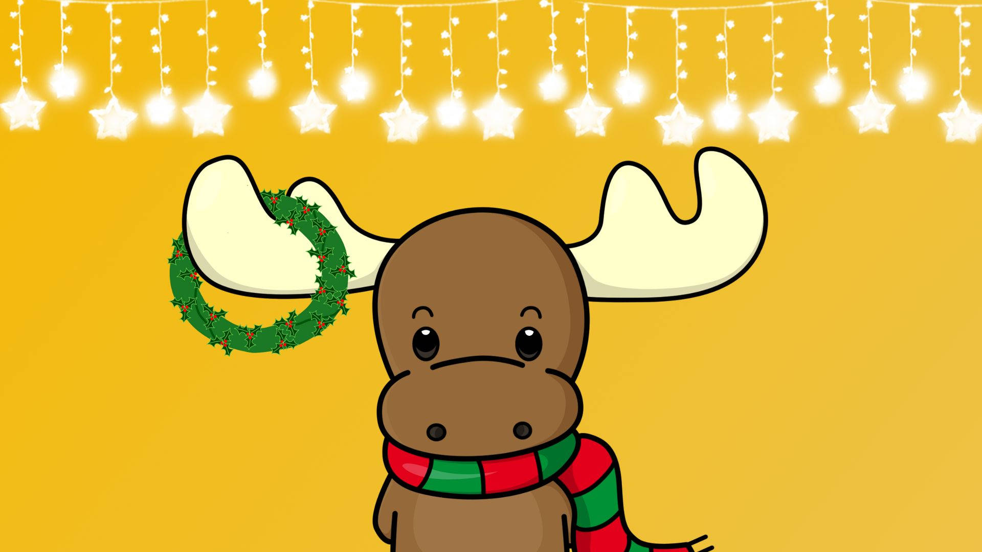 Kawaii Christmas Little Deer Background