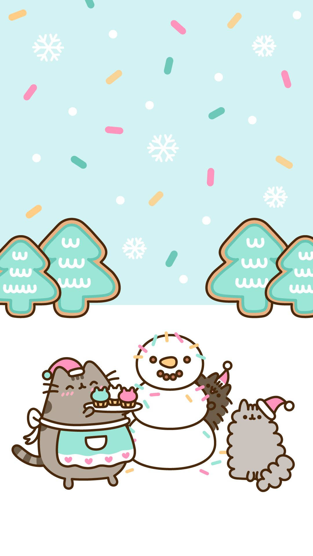 Kawaii Christmas Of Cats Background