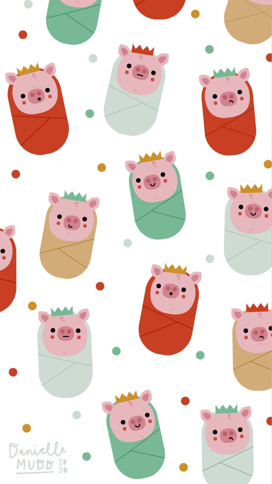 Kawaii Christmas Piglets Background
