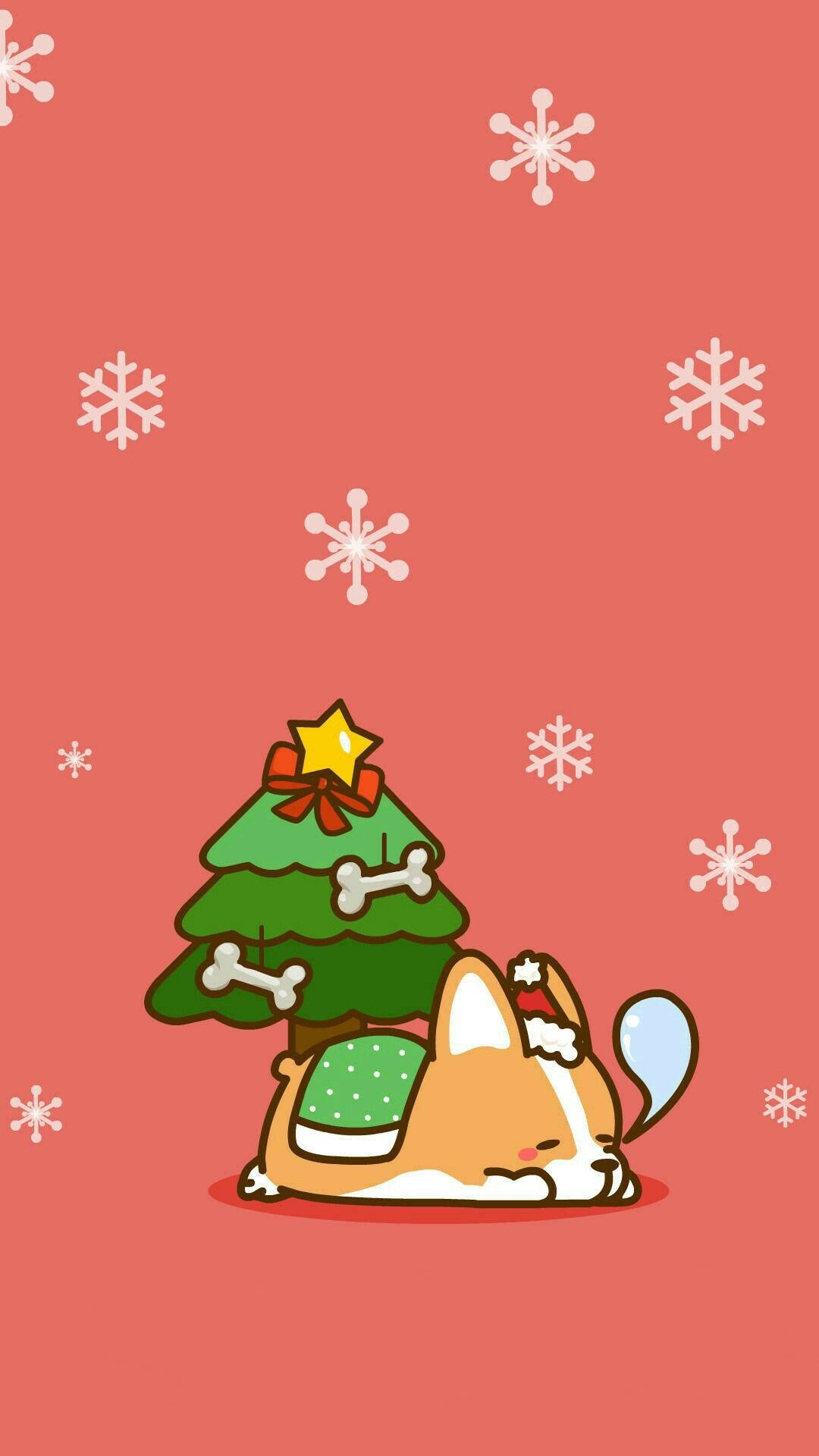 Kawaii Christmas Sleeping Corgi